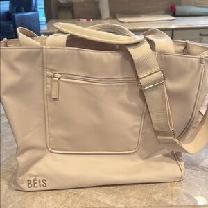 Beis east/west tote bag. Cream